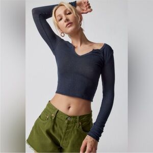 NWOT Urban Outfitters Out From Under Navy Long Sleeve Thermal Size L